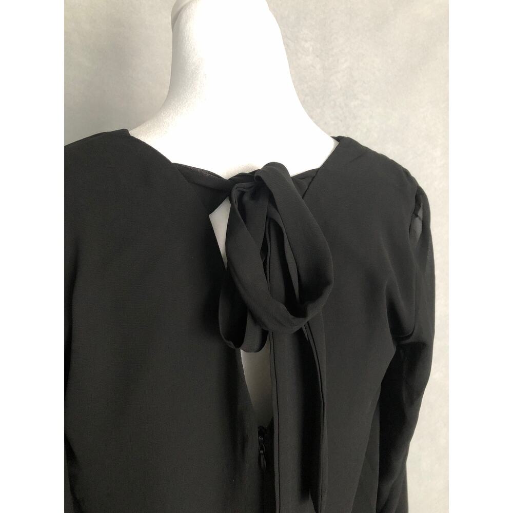 I.N.C. V-Neck Shift Dress Sheer Puff Sleeve Black Women's Small NEW - Picture 4 of 8